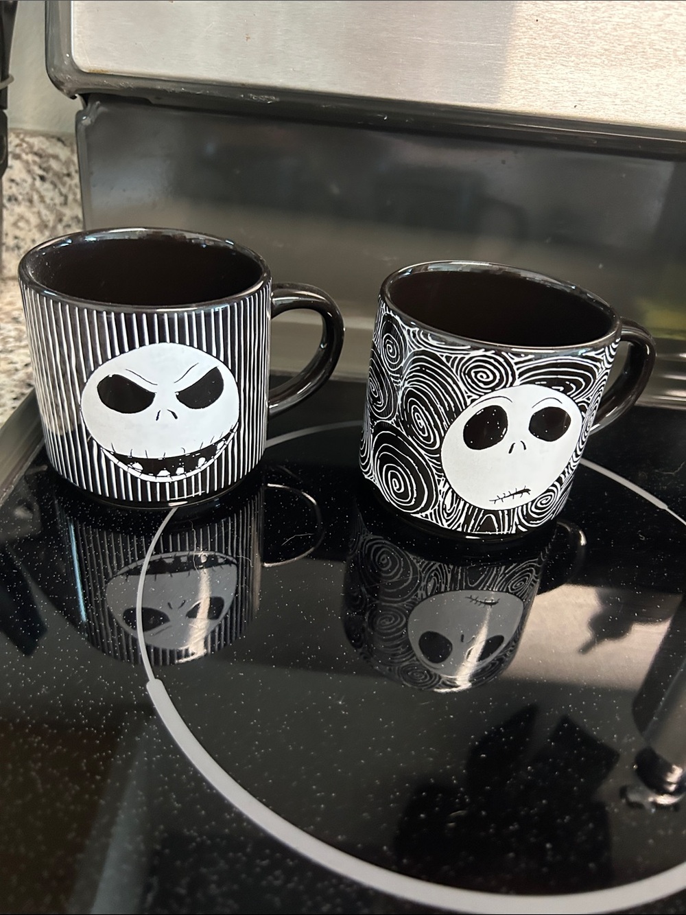 Disney Black and White Jack Skellington-Style Ceramic Mug Set - 2